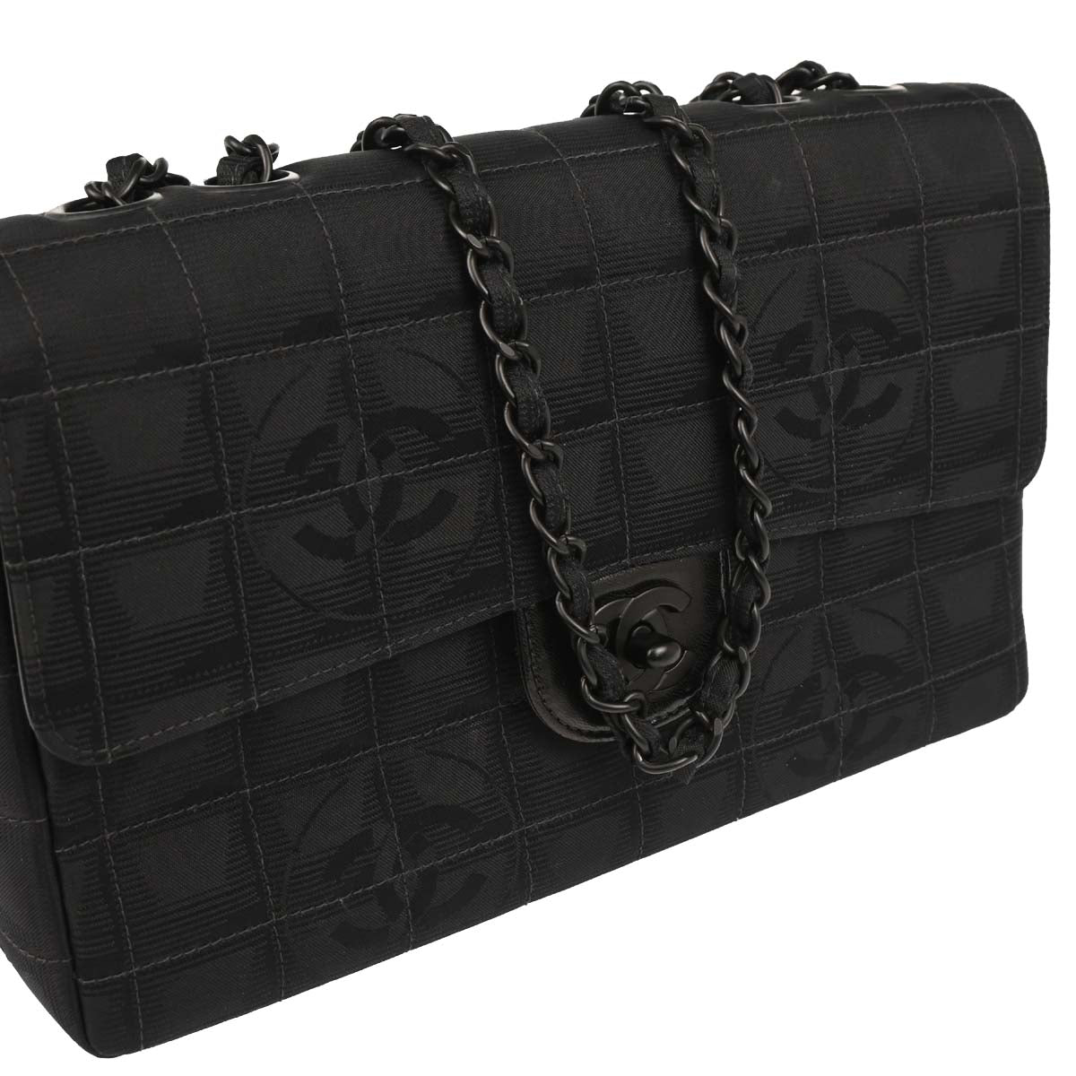 Chanel Black Nylon Travel Line Single Flap Shoulder Bag