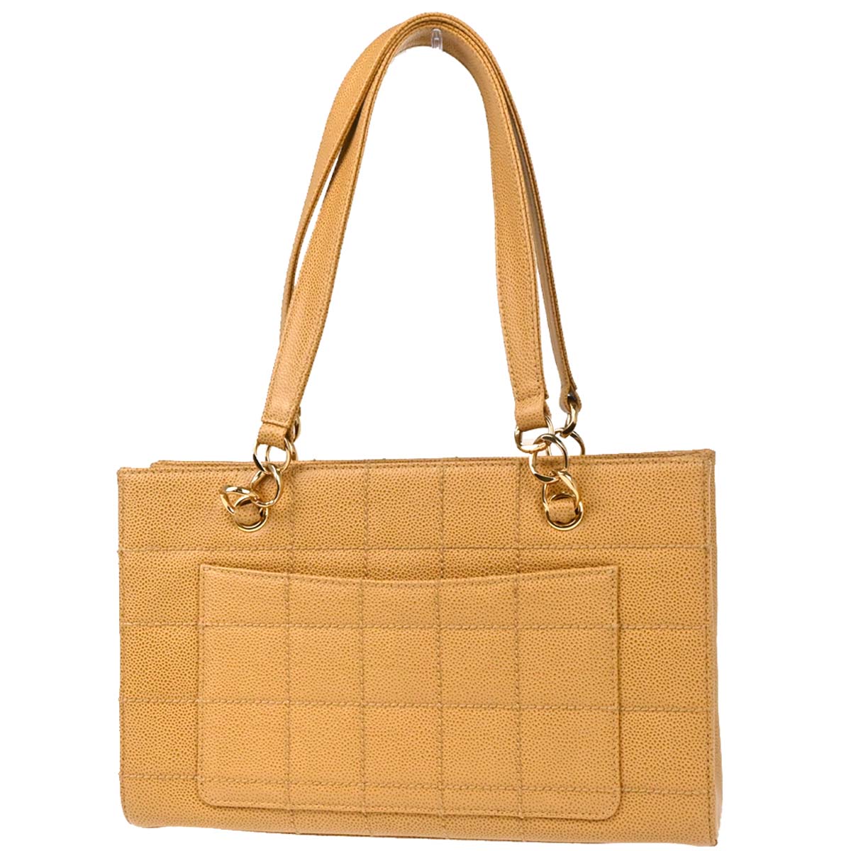 Chanel Beige Caviar Choco Bar Tote Handbag