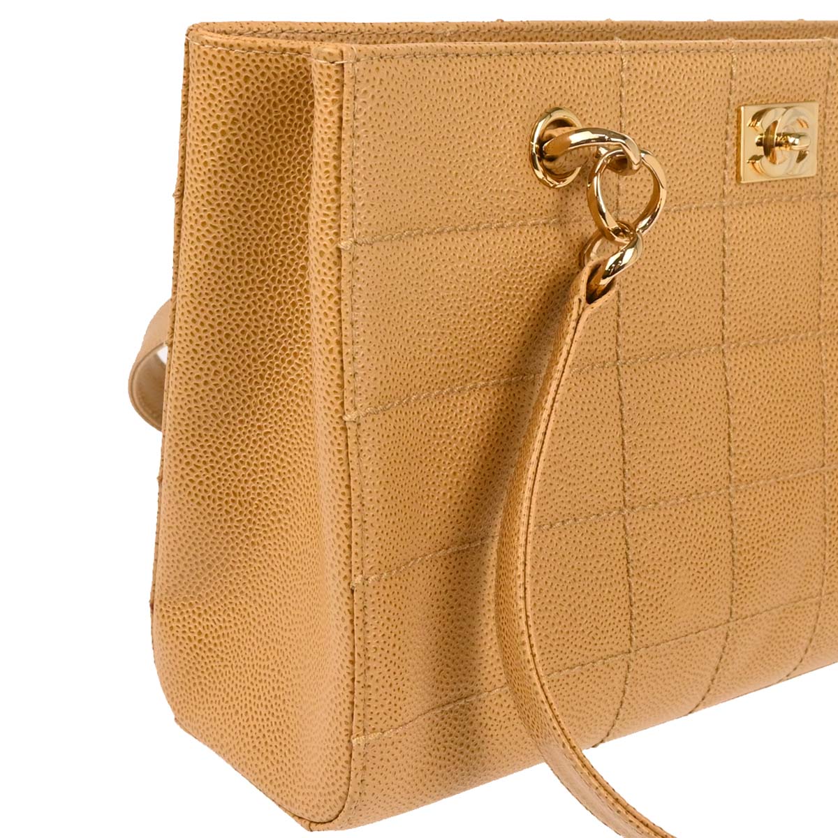 Chanel Beige Caviar Choco Bar Tote Handbag