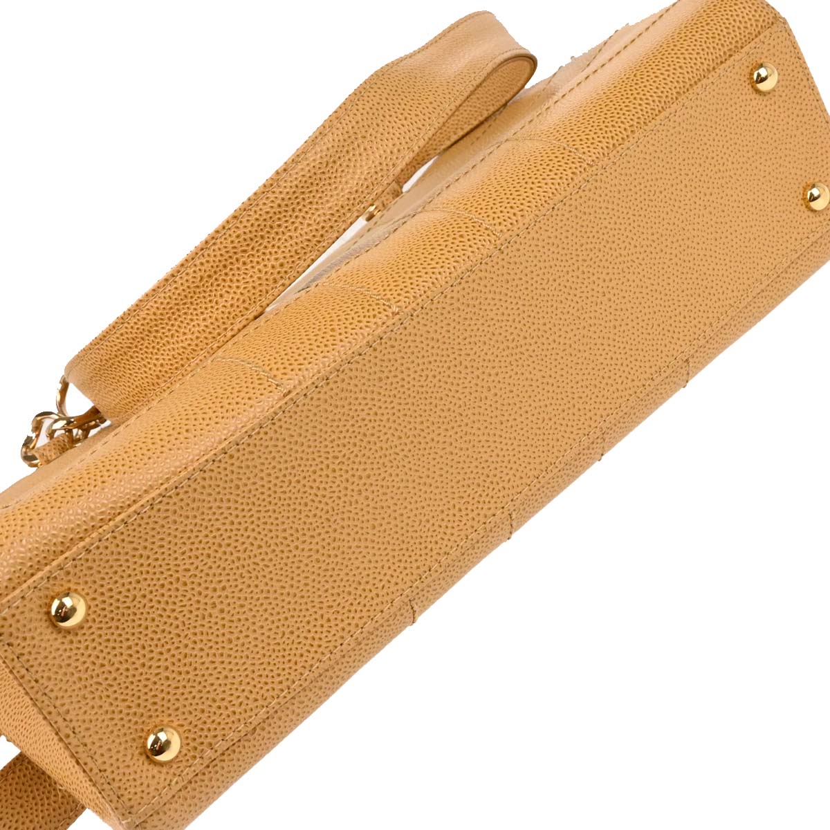 Chanel Beige Caviar Choco Bar Tote Handbag