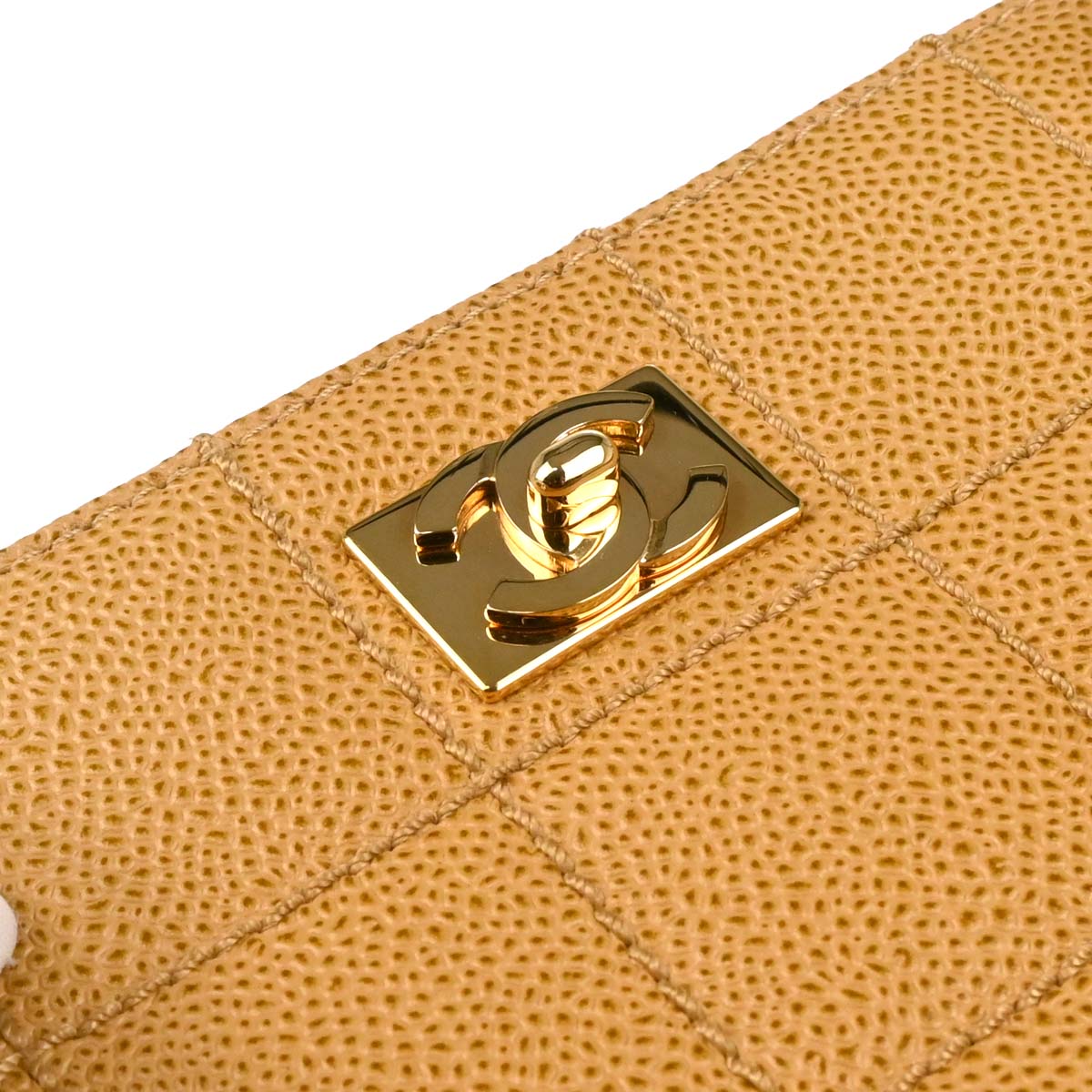 Chanel Beige Caviar Choco Bar Tote Handbag