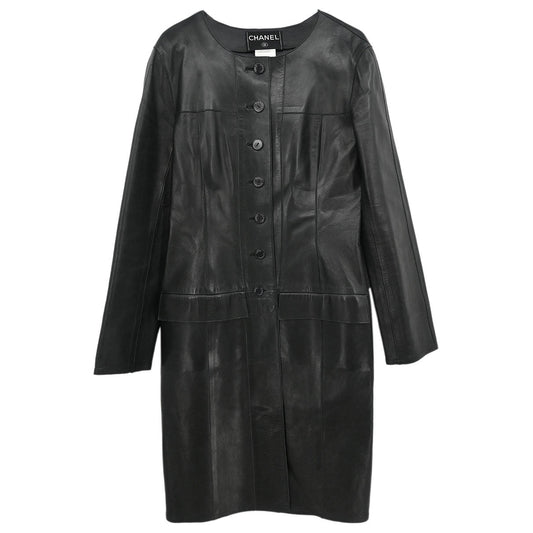 Chanel Single Breasted Collarless Jacket Black #40