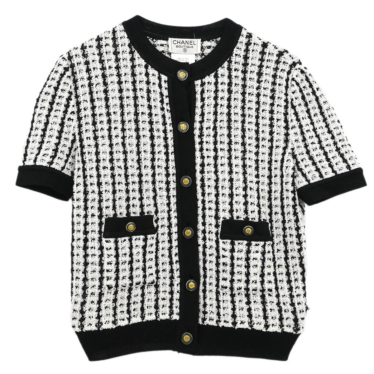Chanel Short Sleeve Cardigan White #42