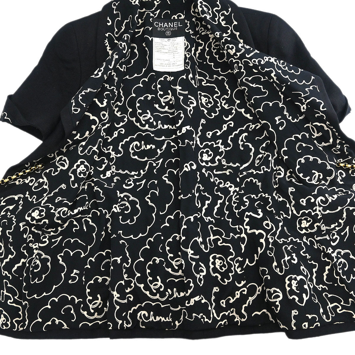 Chanel Single Breasted Jacket Black #38