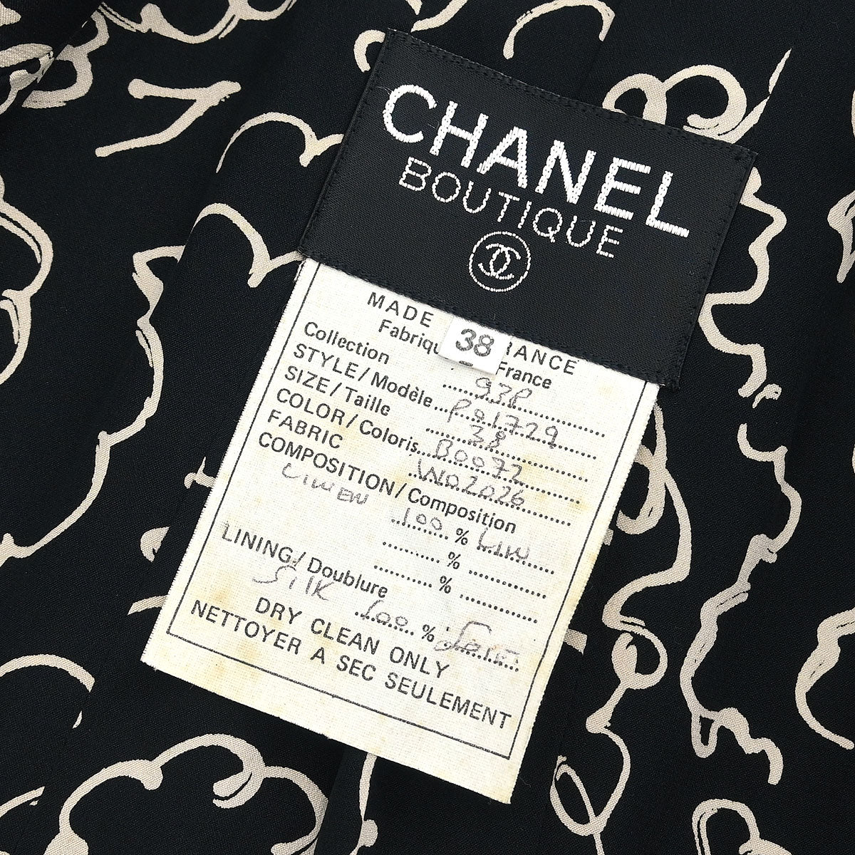 Chanel Single Breasted Jacket Black #38