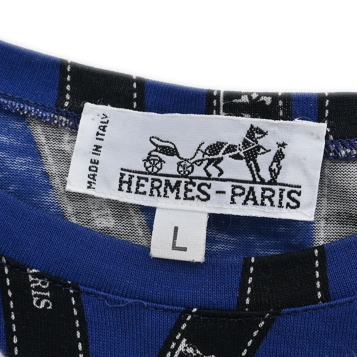Hermes Short Sleeve T-shirt Top Blue #L