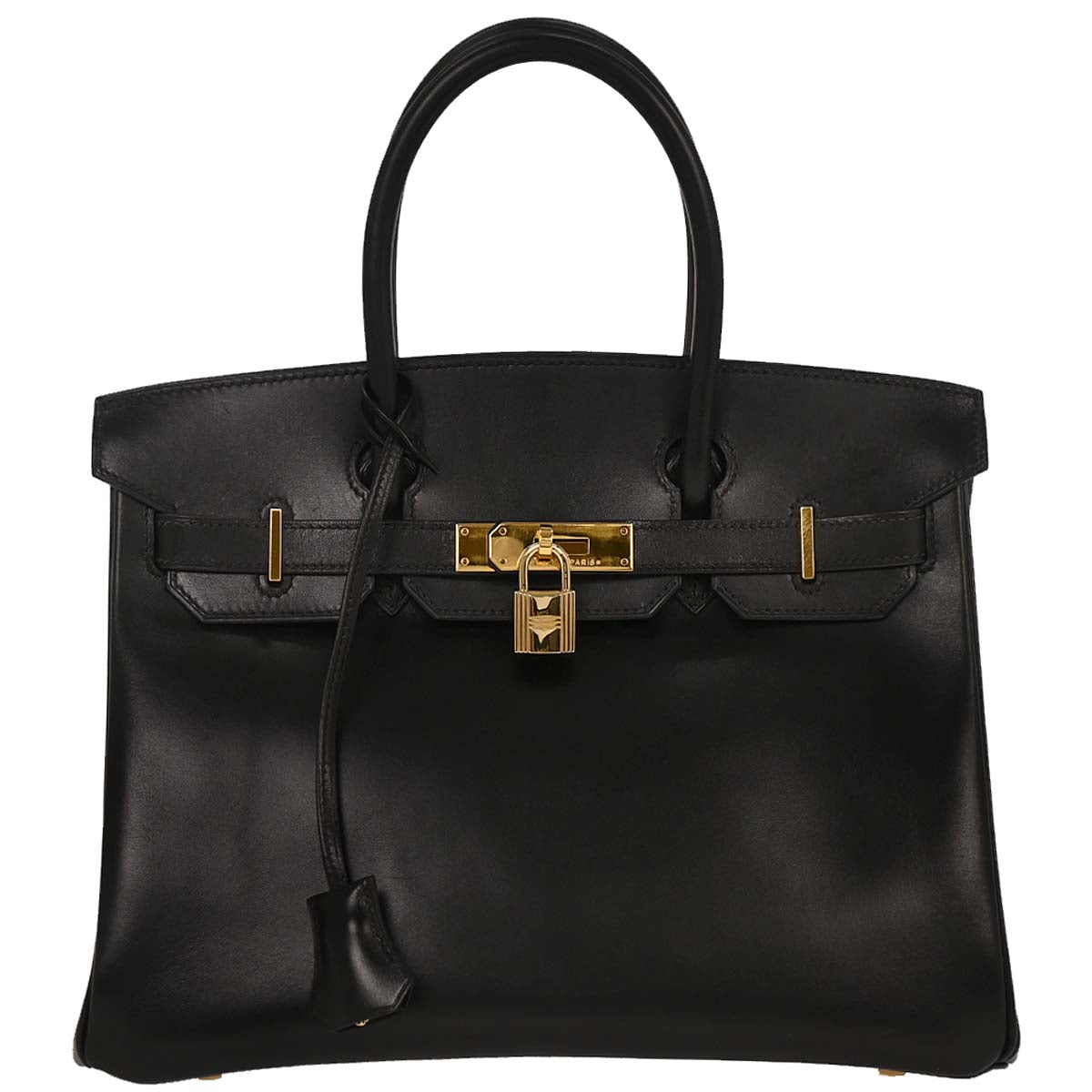 Hermes Black Box Calf Birkin 30 Handbag