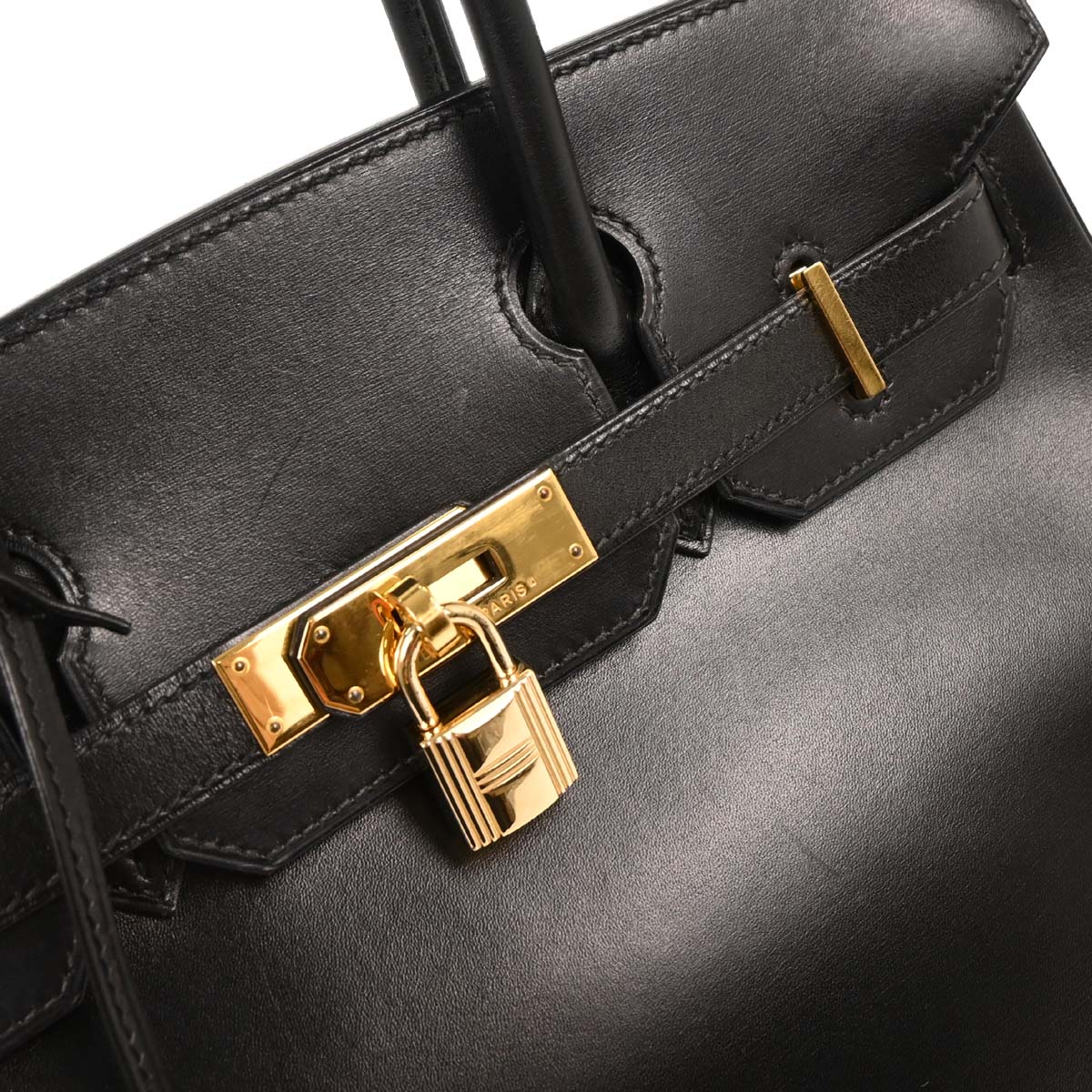 Hermes Black Box Calf Birkin 30 Handbag
