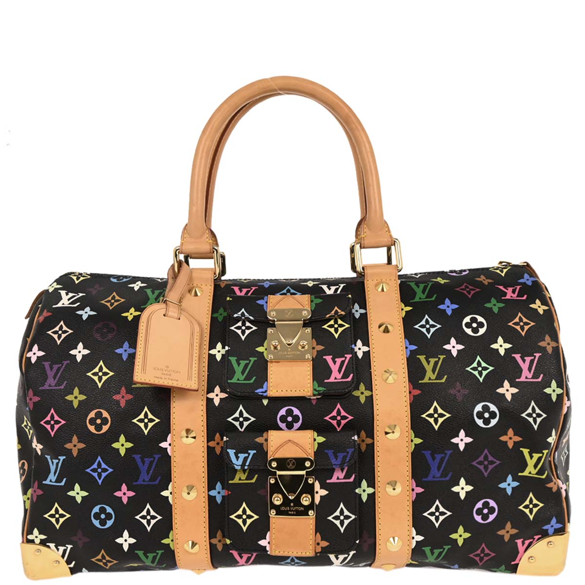 Louis Vuitton Black Monogram Multicolor Keepall 45 Handbag M92640