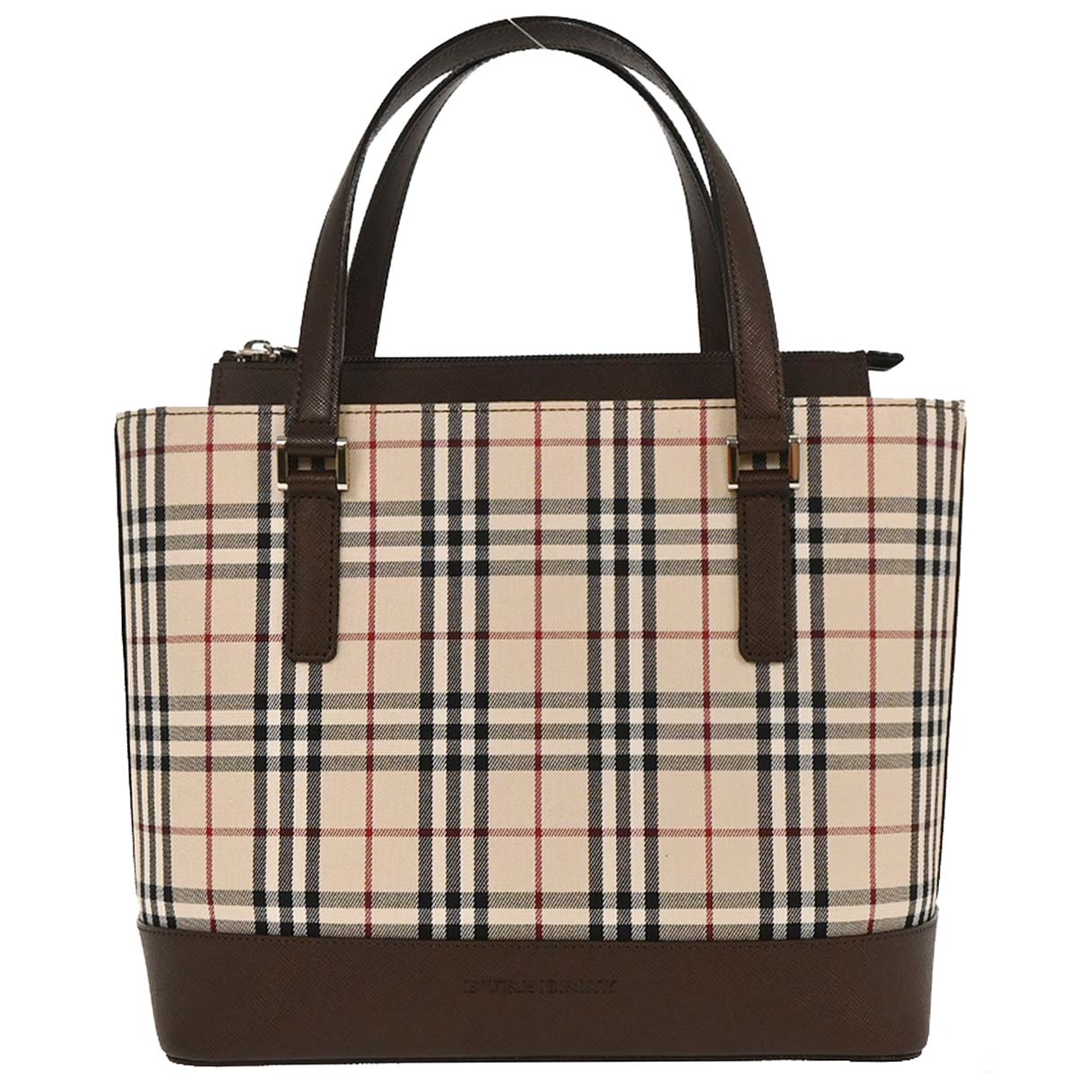 Burberry Beige Canvas Burberry Check Tote Handbag
