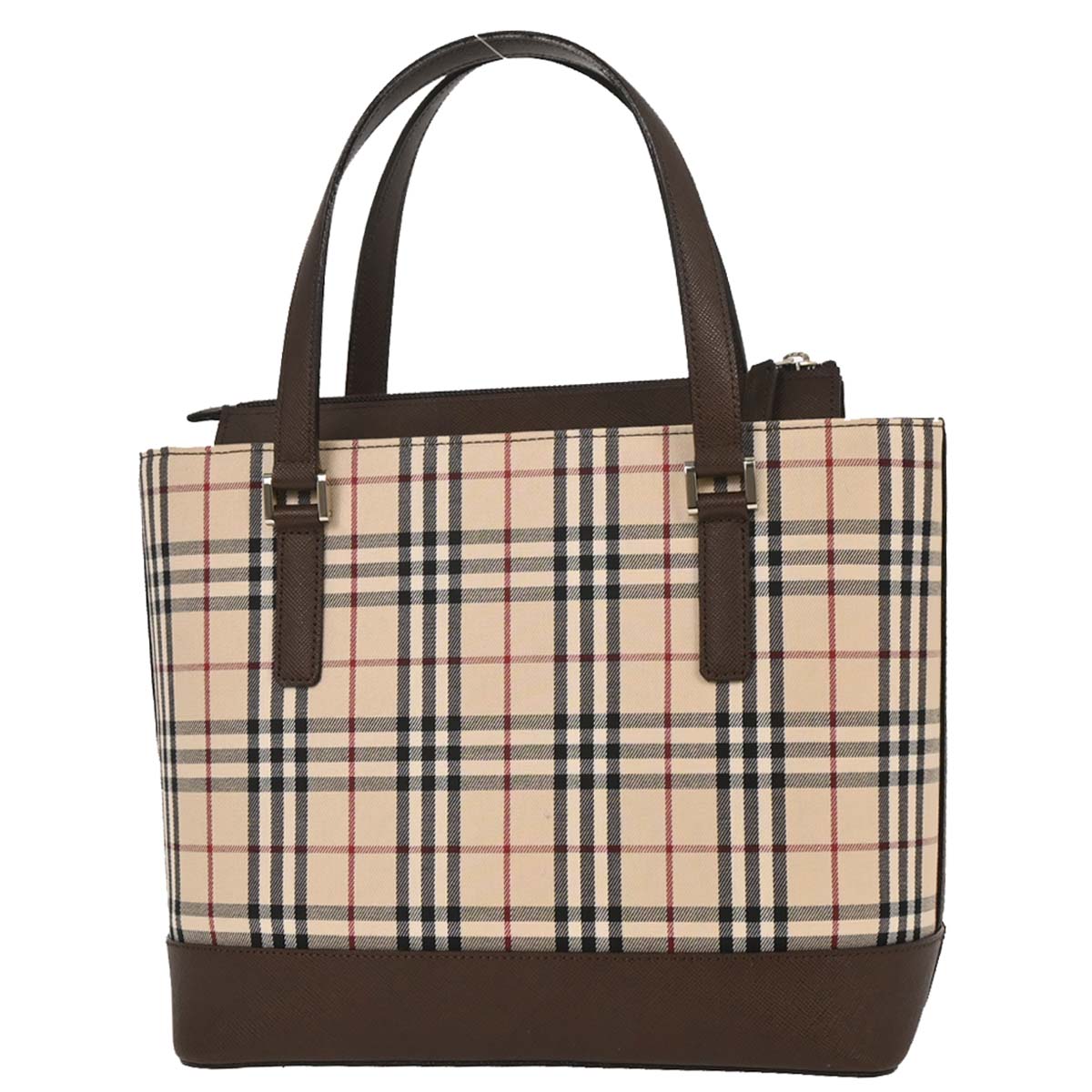 Burberry Beige Canvas Burberry Check Tote Handbag