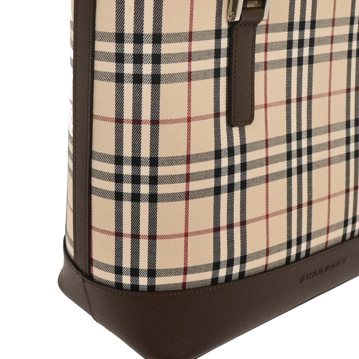 Burberry Beige Canvas Burberry Check Tote Handbag