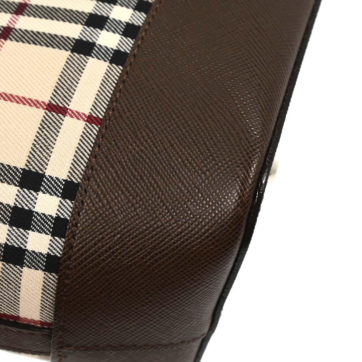 Burberry Beige Canvas Burberry Check Tote Handbag