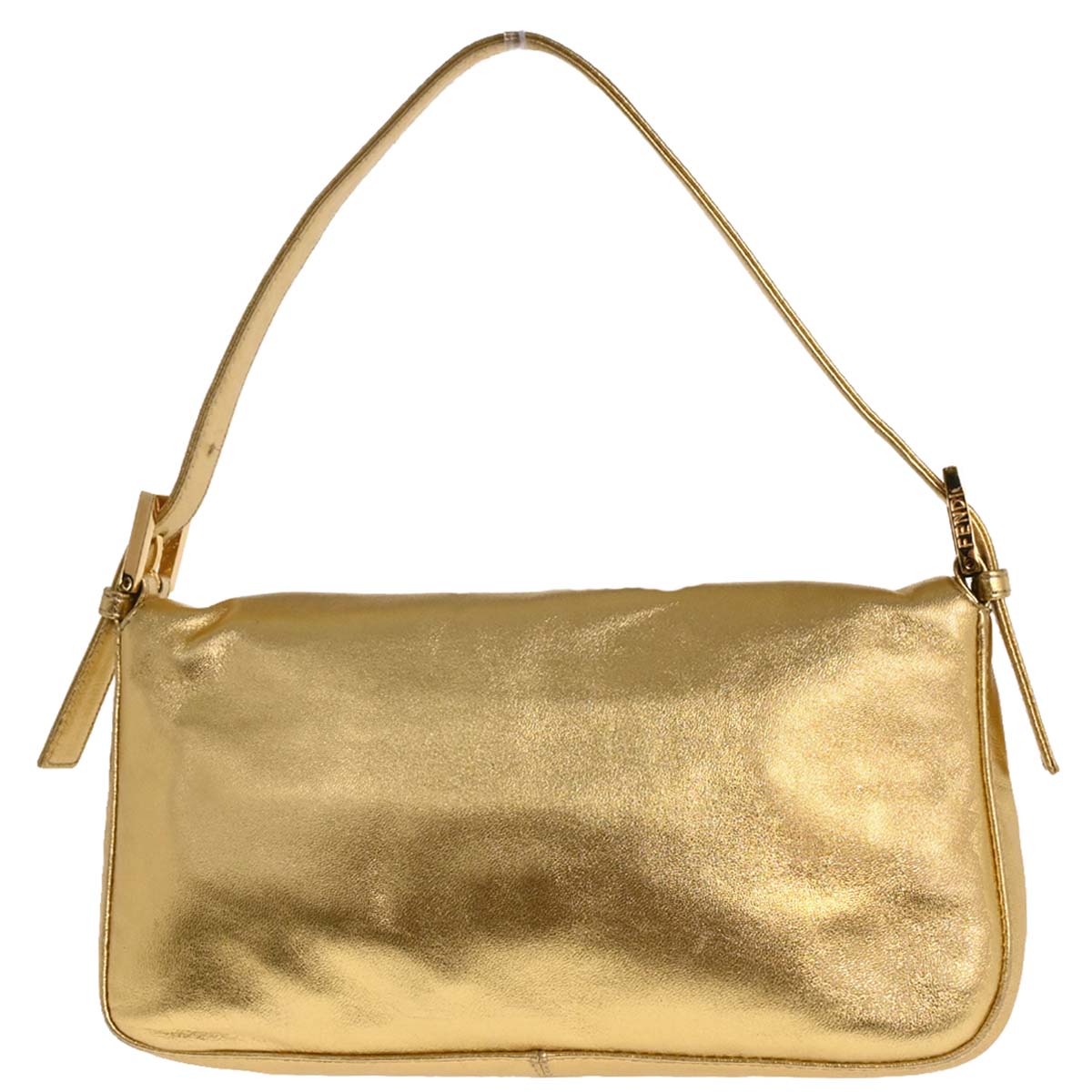 Fendi Metallic Gold Leather Baguette Handbag