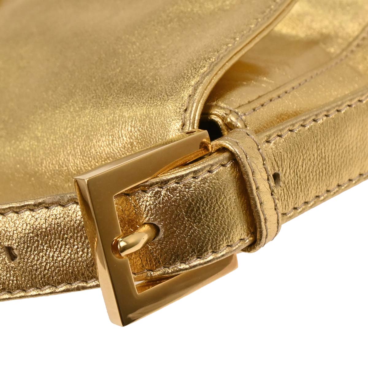 Fendi Metallic Gold Leather Baguette Handbag