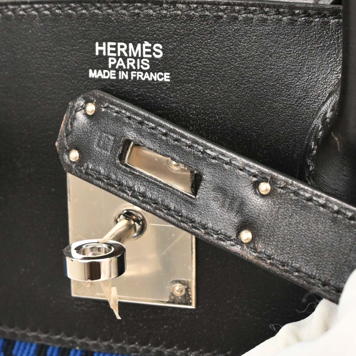 Hermes Blue Black Potamus Chevre Birkin 30 Handbag