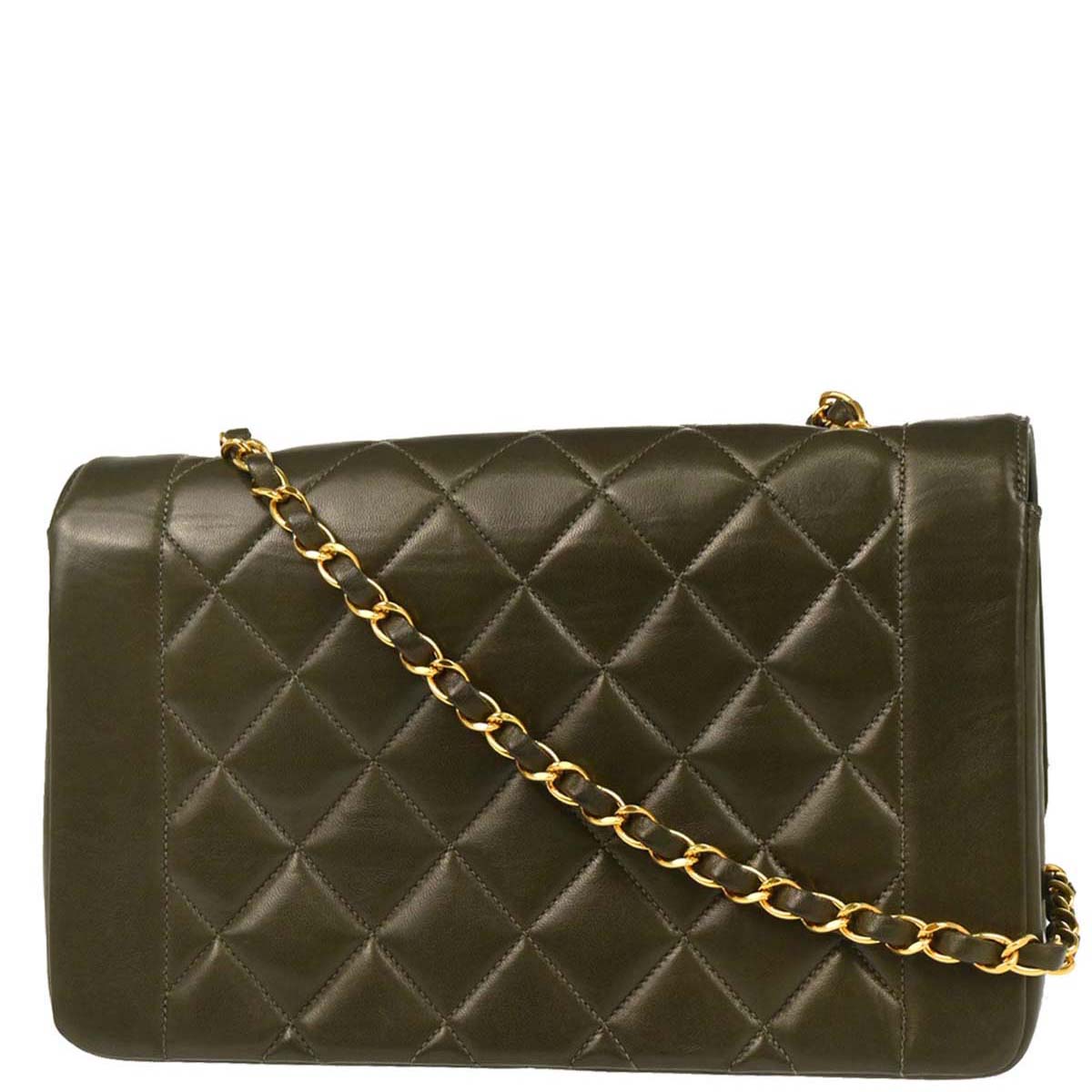 Chanel Dark Green Lambskin Medium Diana Shoulder Bag
