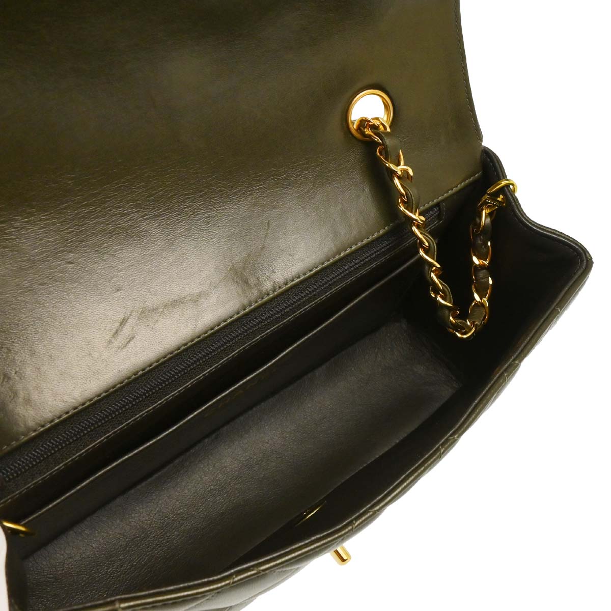 Chanel Dark Green Lambskin Medium Diana Shoulder Bag