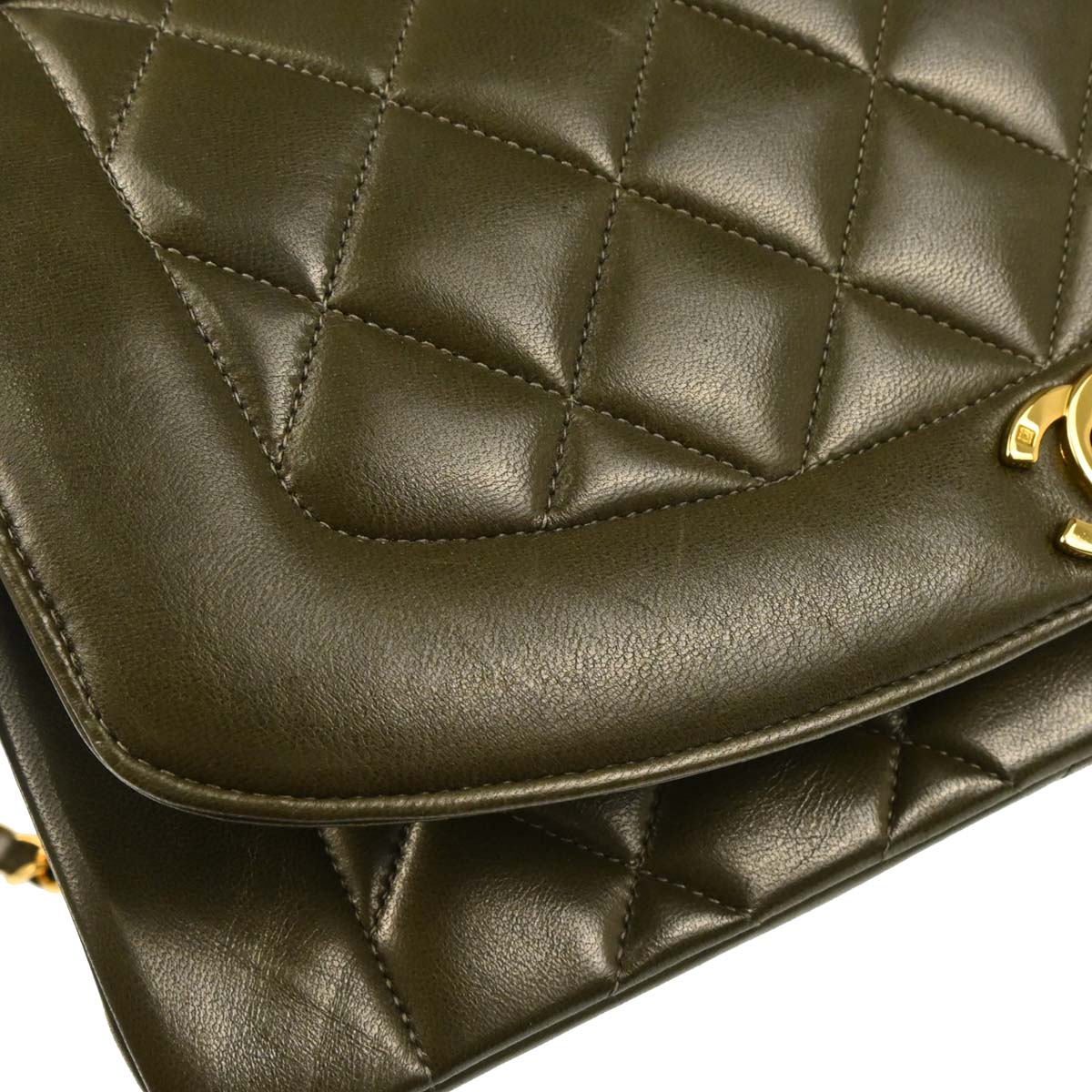 Chanel Dark Green Lambskin Medium Diana Shoulder Bag