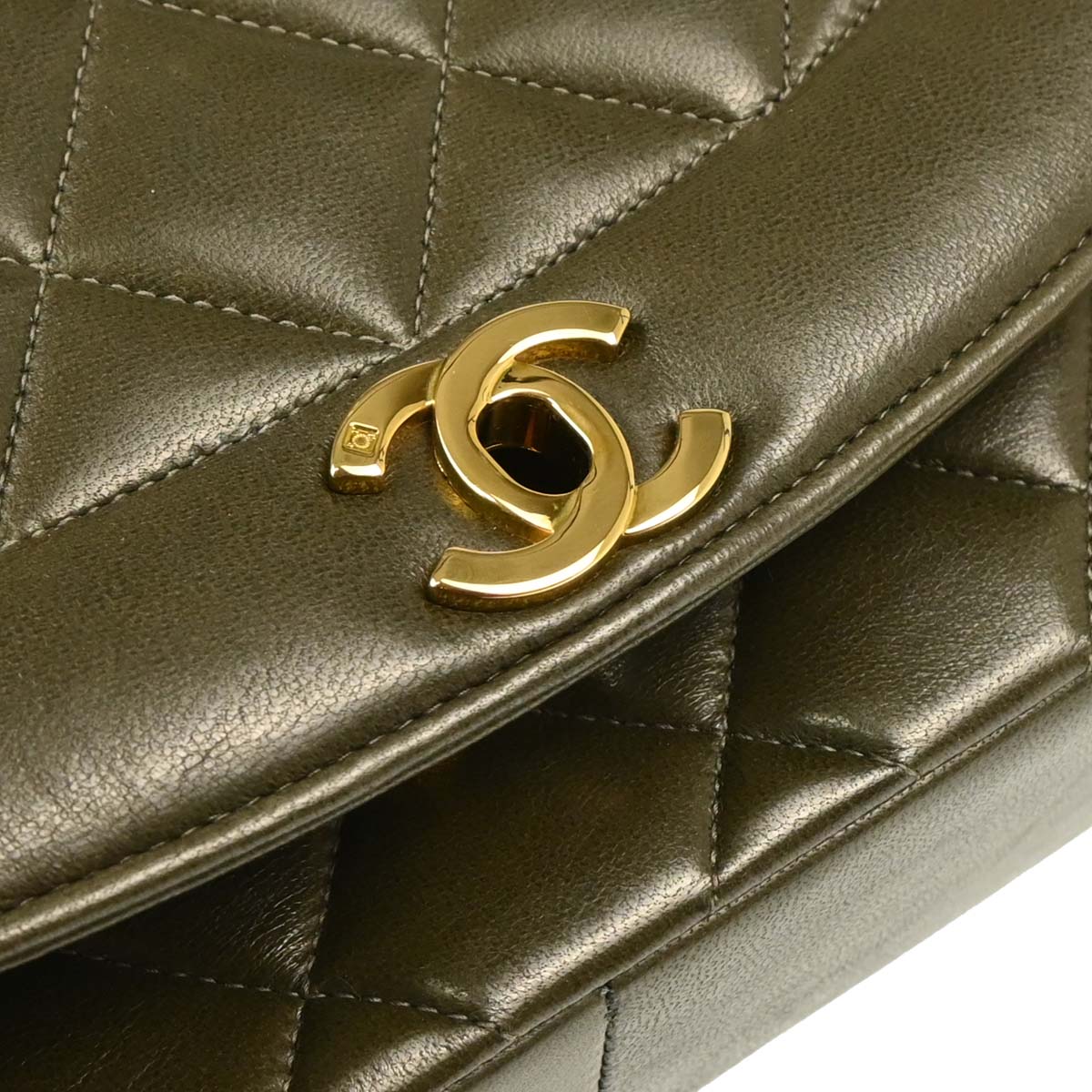 Chanel Dark Green Lambskin Medium Diana Shoulder Bag