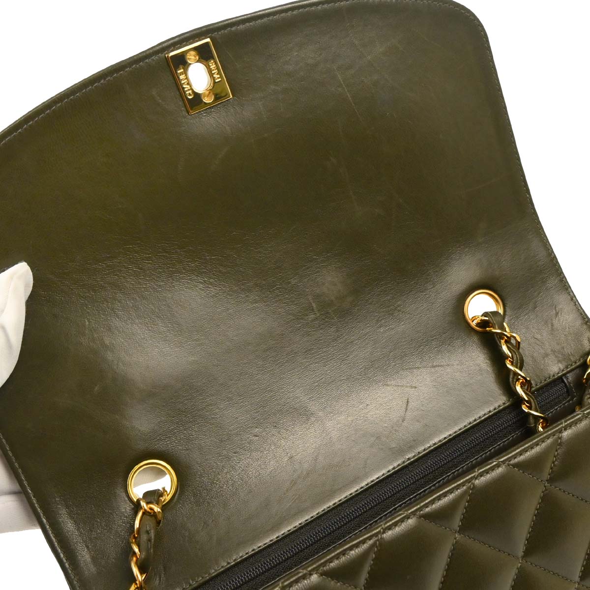 Chanel Dark Green Lambskin Medium Diana Shoulder Bag