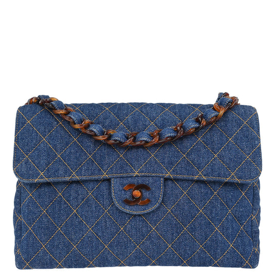 Chanel * Blue Denim Jumbo Classic Flap Shoulder Bag