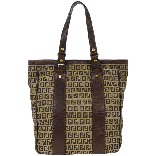 Fendi Brown Canvas Zucchino Tote Handbag