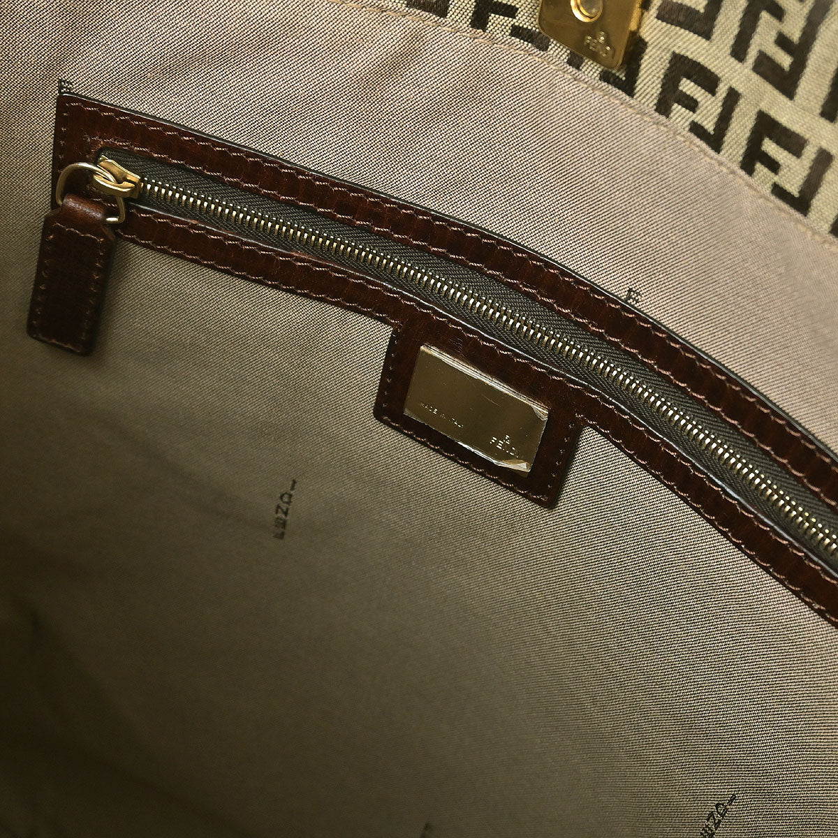 Fendi Brown Canvas Zucchino Tote Handbag