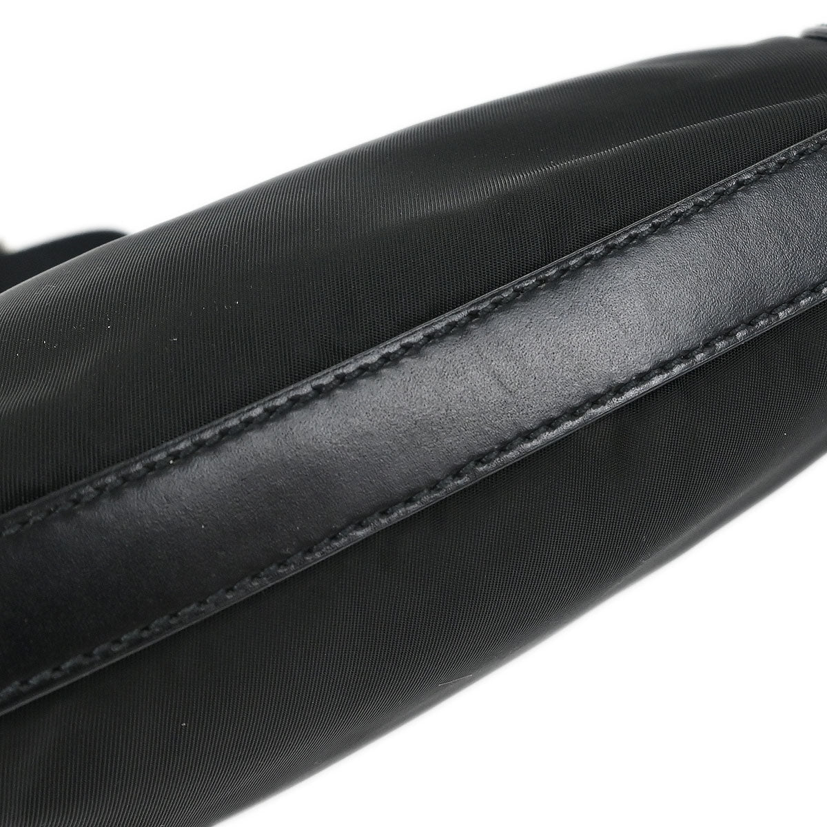 Prada Black Nylon Leather Hobo Handbag