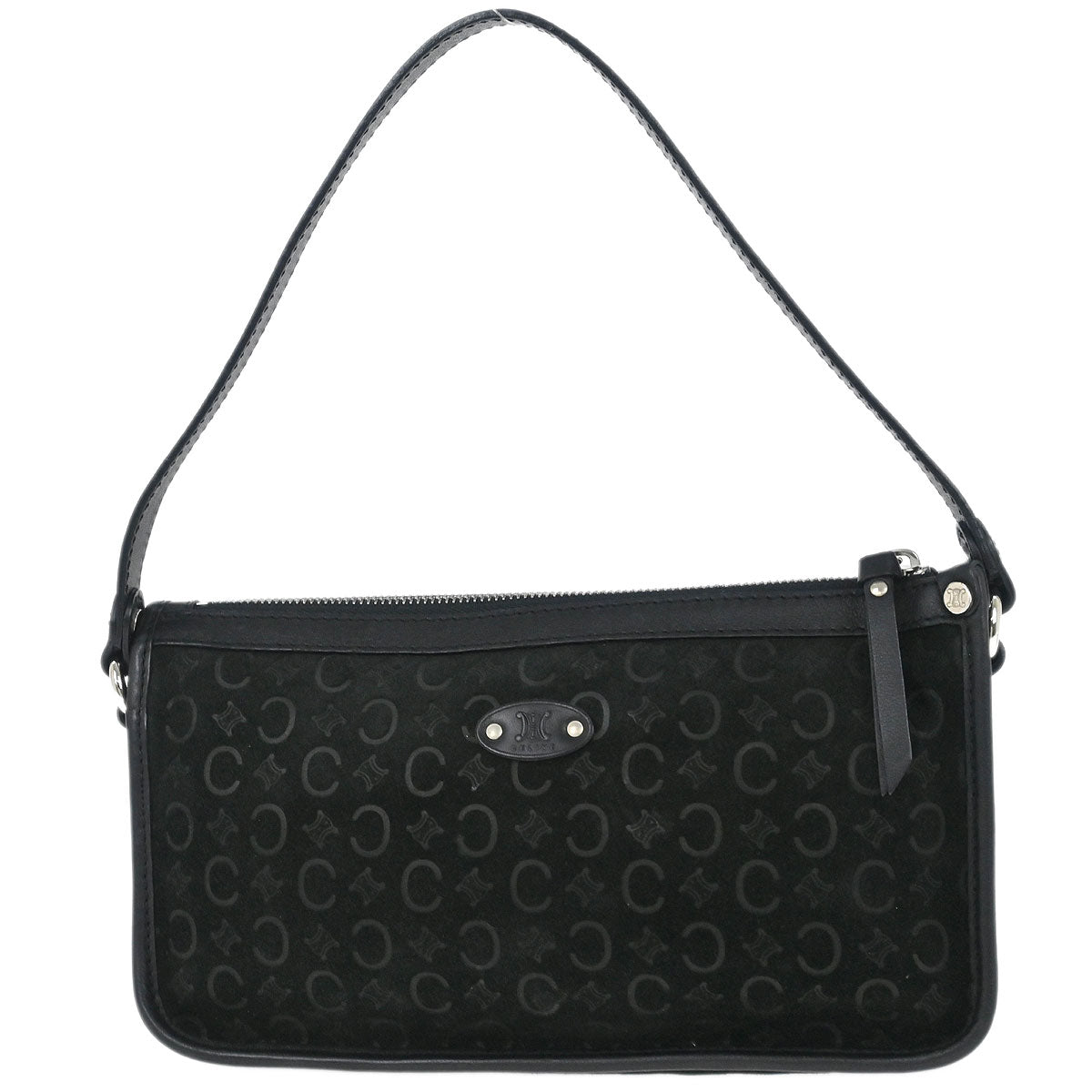 Celine Black Suede Leather C Macadam Handbag