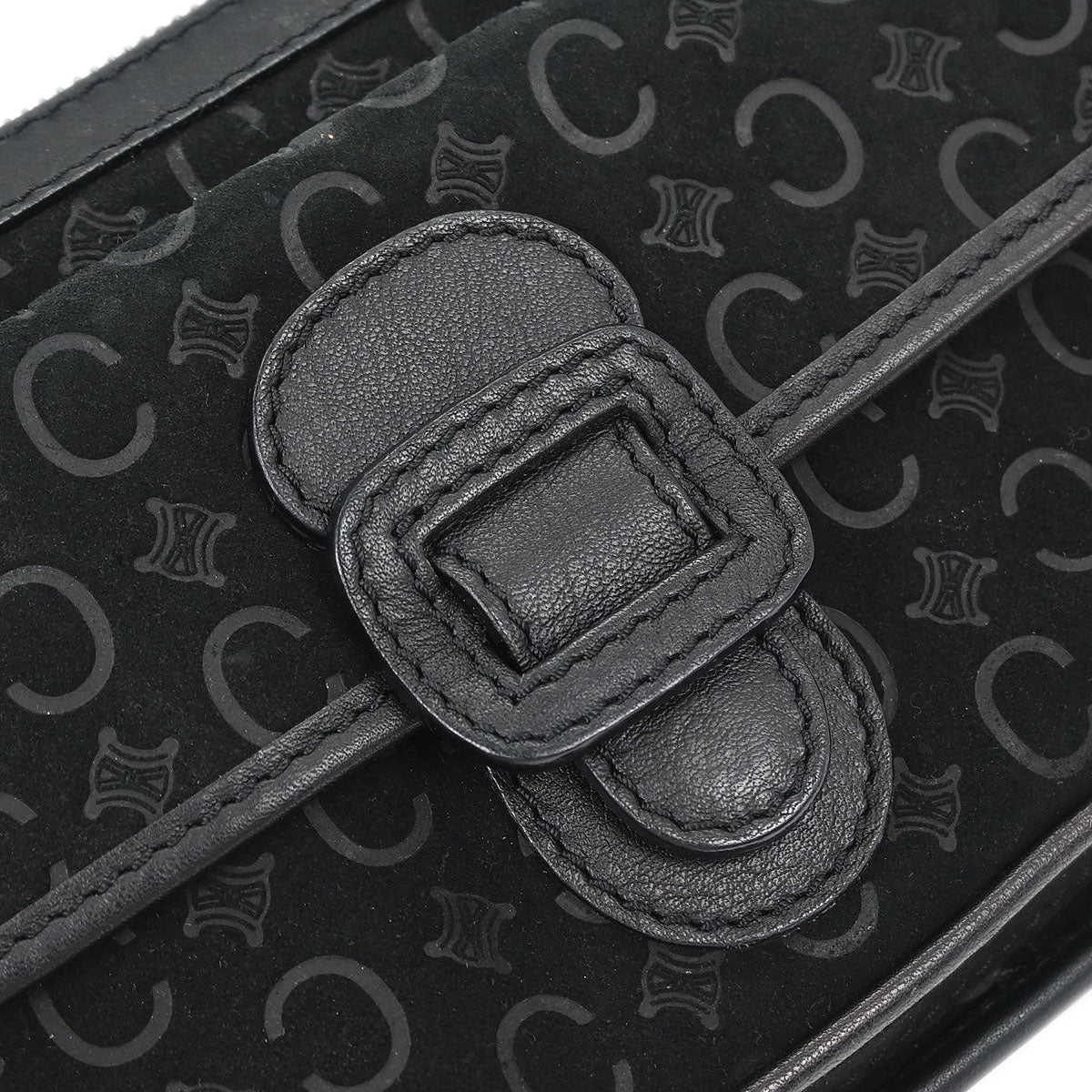 Celine Black Suede Leather C Macadam Handbag