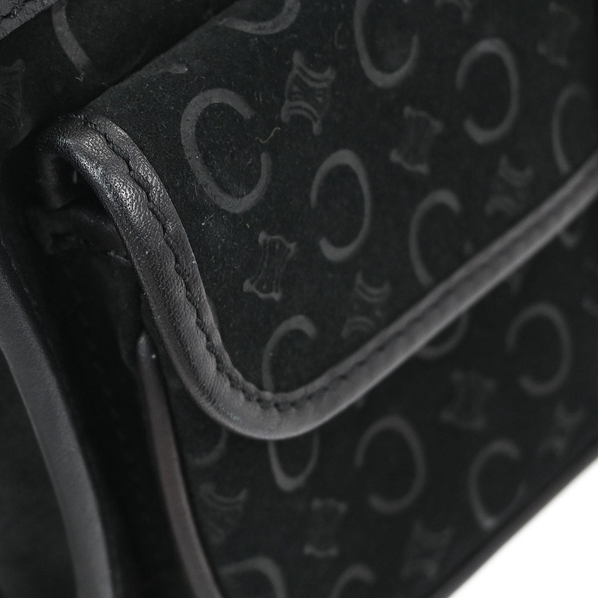 Celine Black Suede Leather C Macadam Handbag