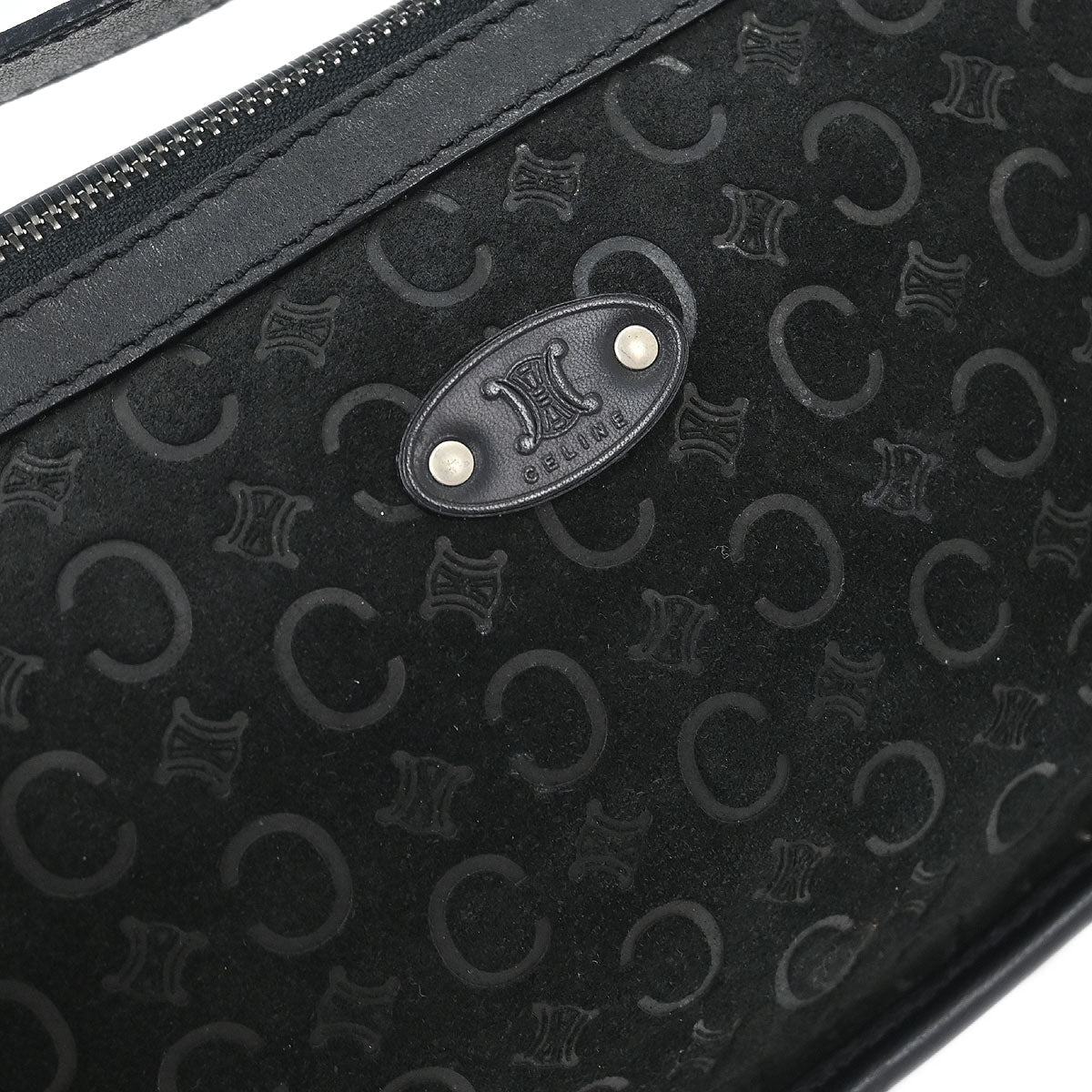 Celine Black Suede Leather C Macadam Handbag