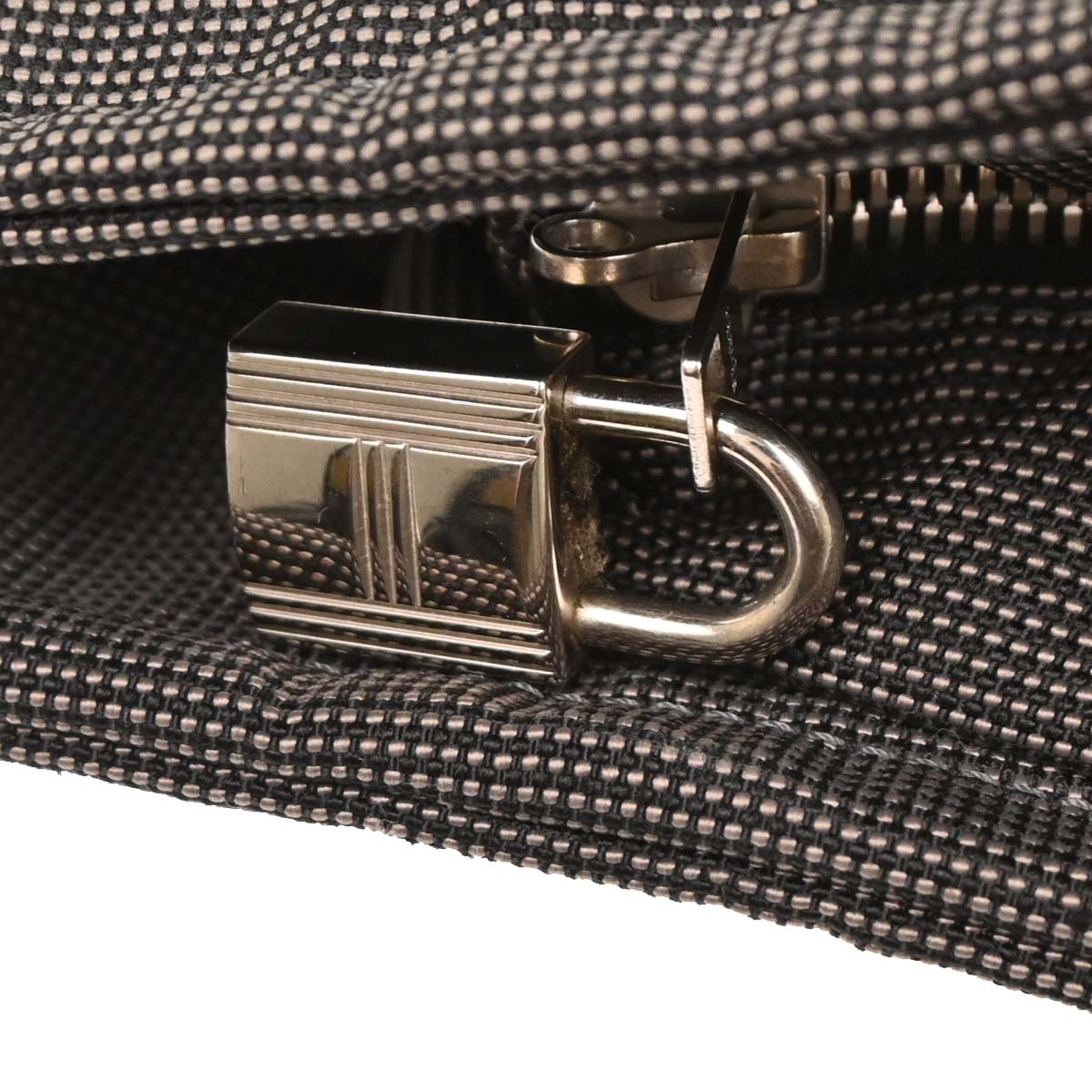 Hermes Gray Canvas Herline Tote MM Handbag