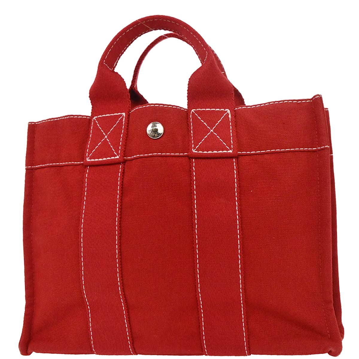 Hermes Red Canvas Deauville PM Tote Handbag