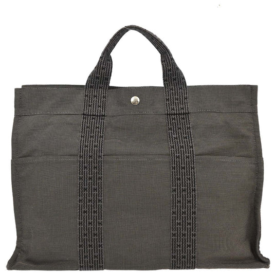 Hermes Gray Canvas Herline Tote MM Handbag