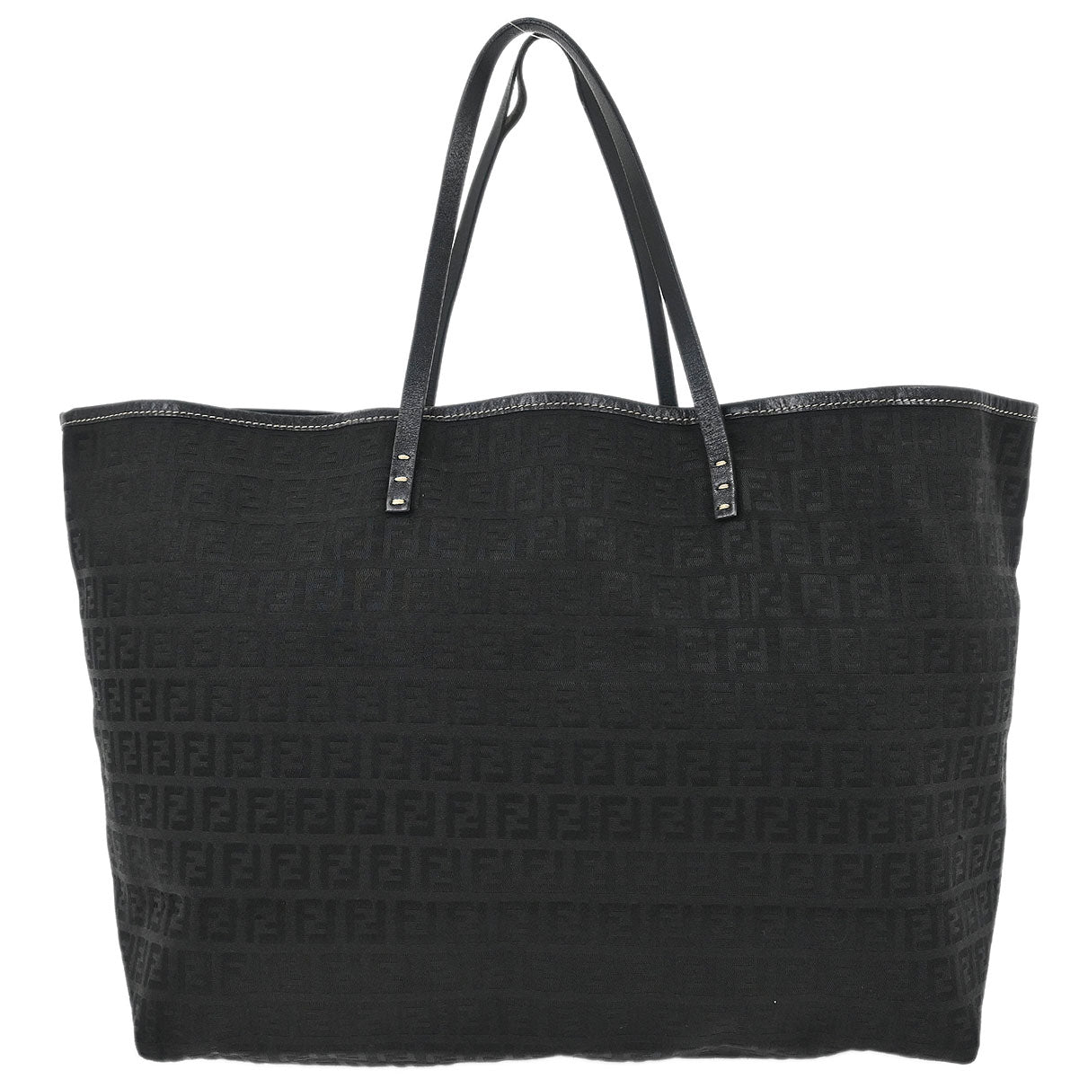 Fendi Black Canvas Zucchino Tote Handbag