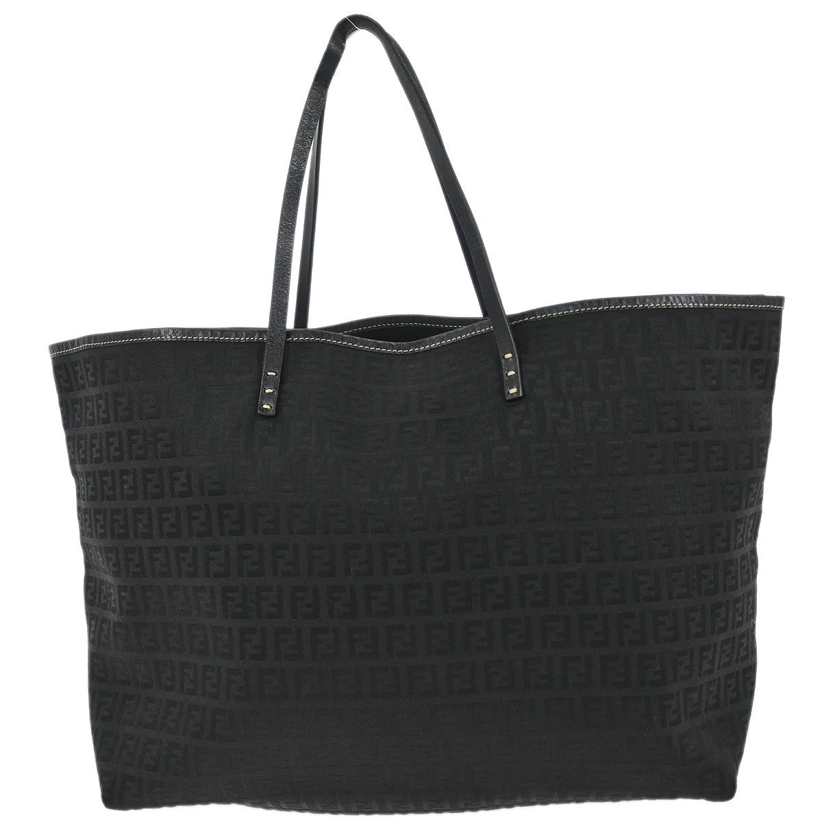 Fendi Black Canvas Zucchino Tote Handbag