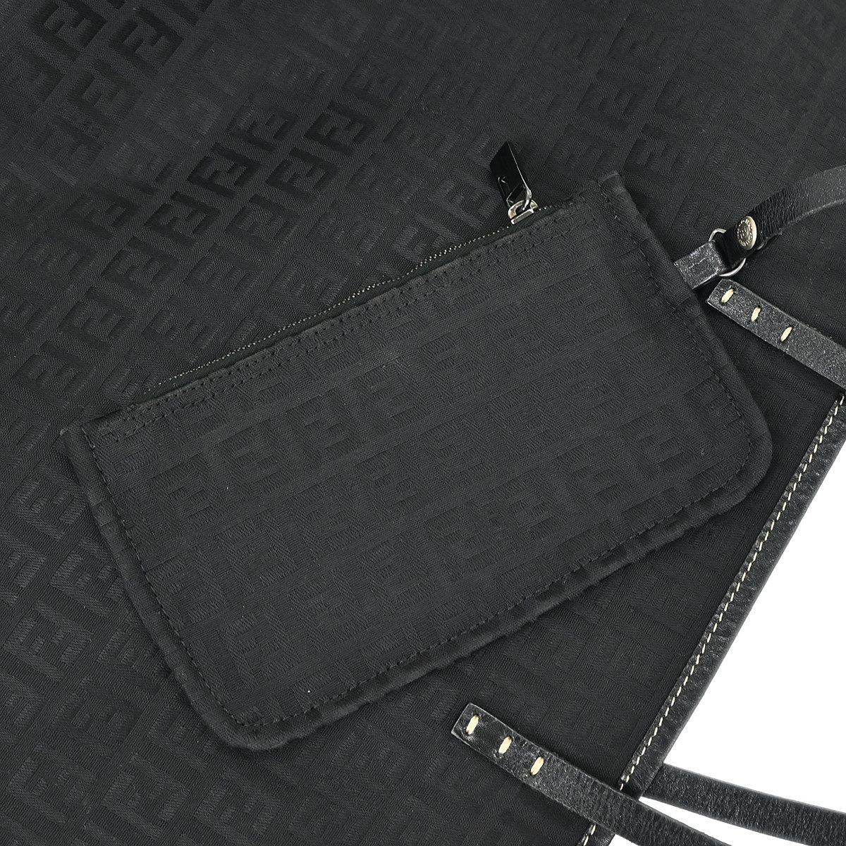 Fendi Black Canvas Zucchino Tote Handbag