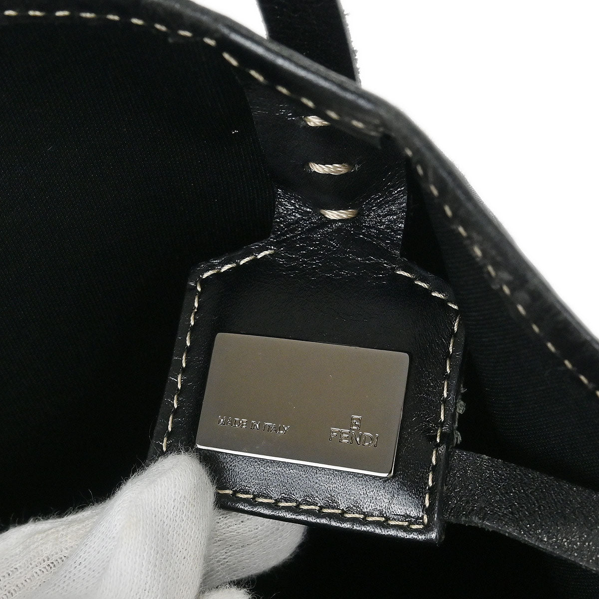 Fendi Black Canvas Zucchino Tote Handbag