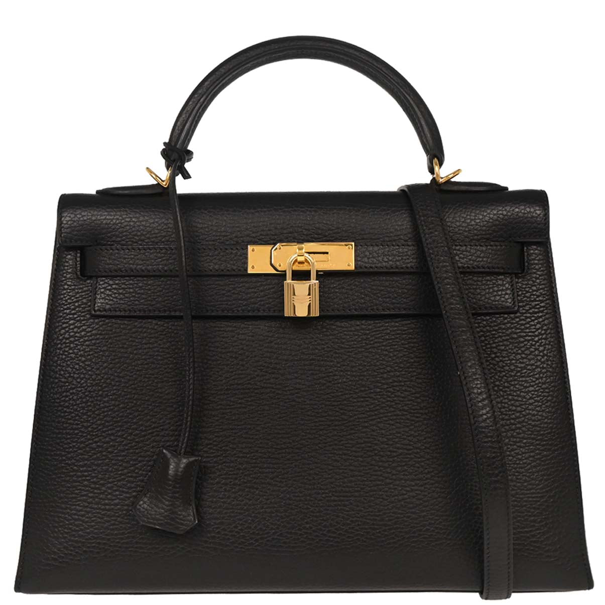 Hermes Black Ardennes Kelly 32 Sellier Handbag