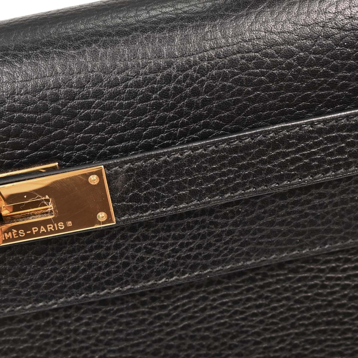 Hermes Black Ardennes Kelly 32 Sellier Handbag