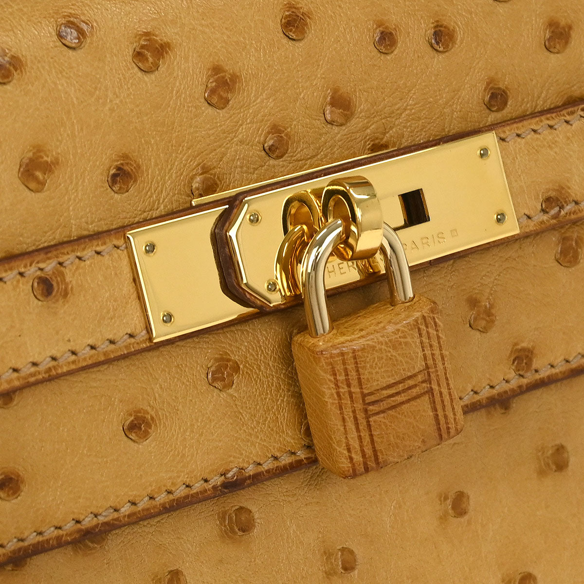 Hermes * Saffron Ostrich Kelly 32 Sellier Handbag