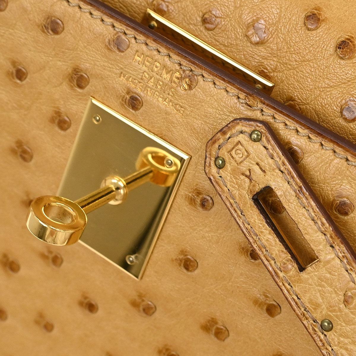 Hermes * Saffron Ostrich Kelly 32 Sellier Handbag