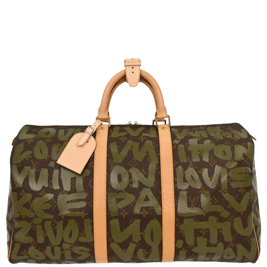 Louis Vuitton Khaki Monogram Graffiti Keepall 50 Duffle Bag M92196
