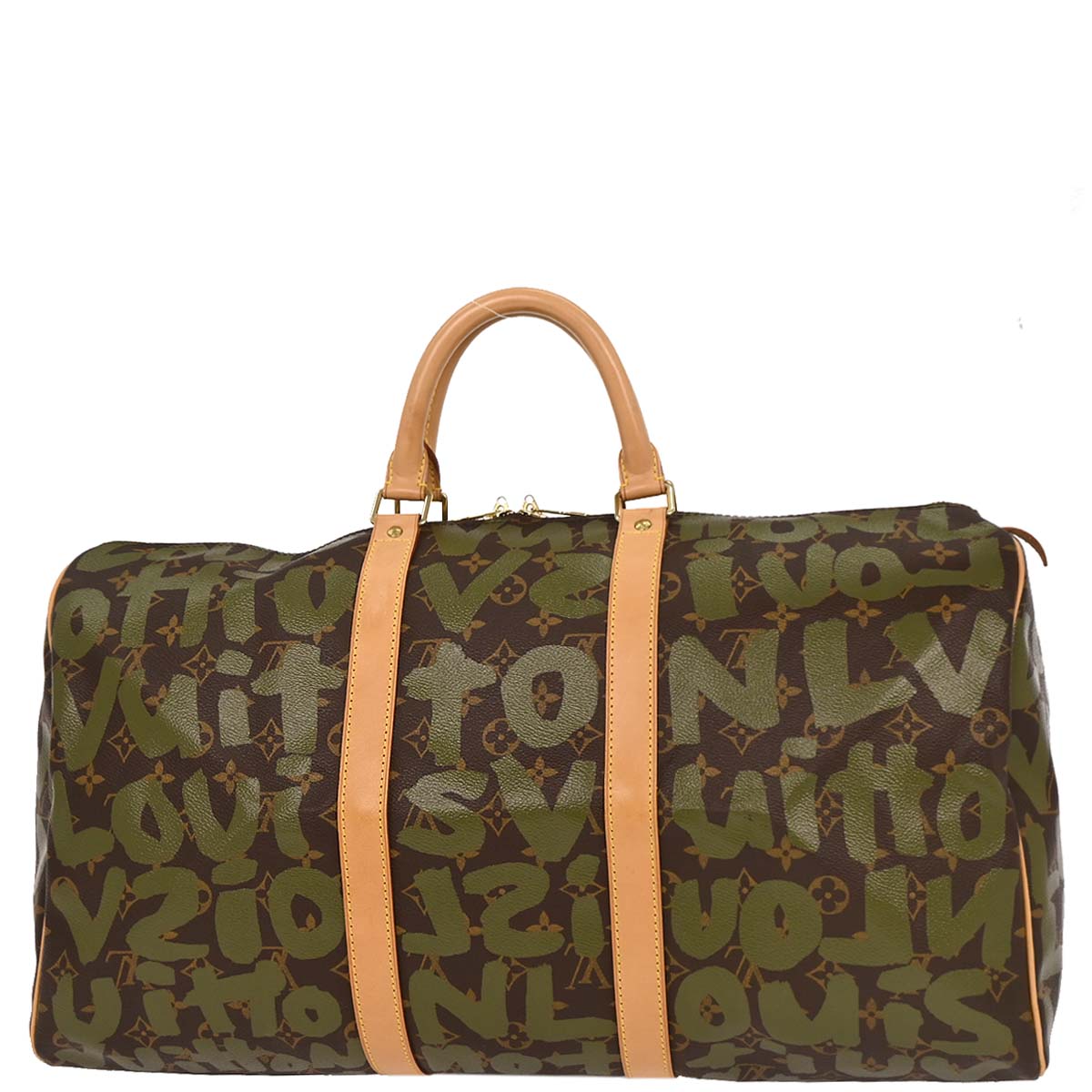 Louis Vuitton Khaki Monogram Graffiti Keepall 50 Duffle Bag M92196