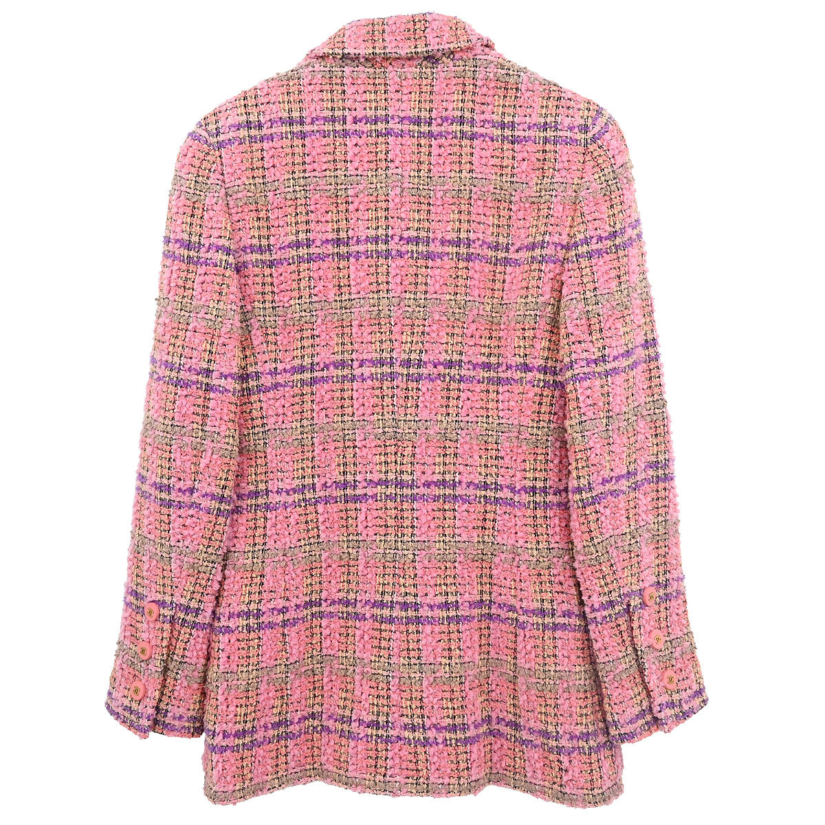 Chanel 1994 Double Breasted Jacket Tweed Pink #36