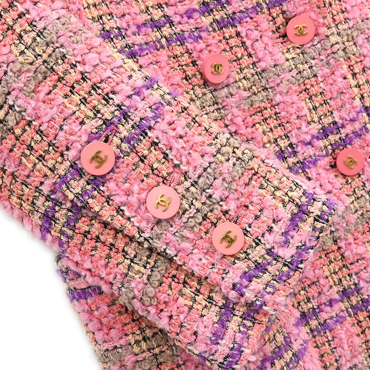 Chanel 1994 Double Breasted Jacket Tweed Pink #36