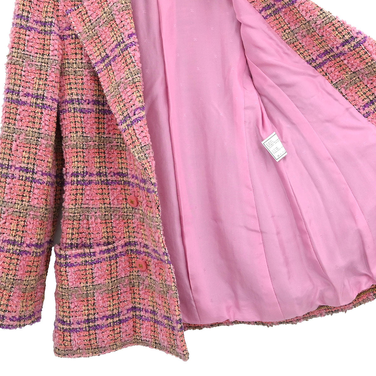 Chanel 1994 Double Breasted Jacket Tweed Pink #36