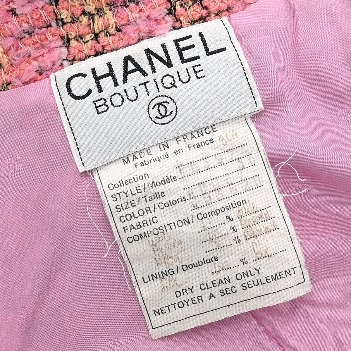 Chanel 1994 Double Breasted Jacket Tweed Pink #36